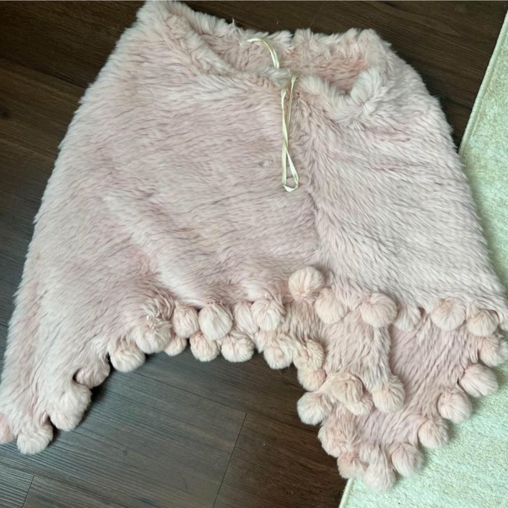 rabbit fur pink shawl